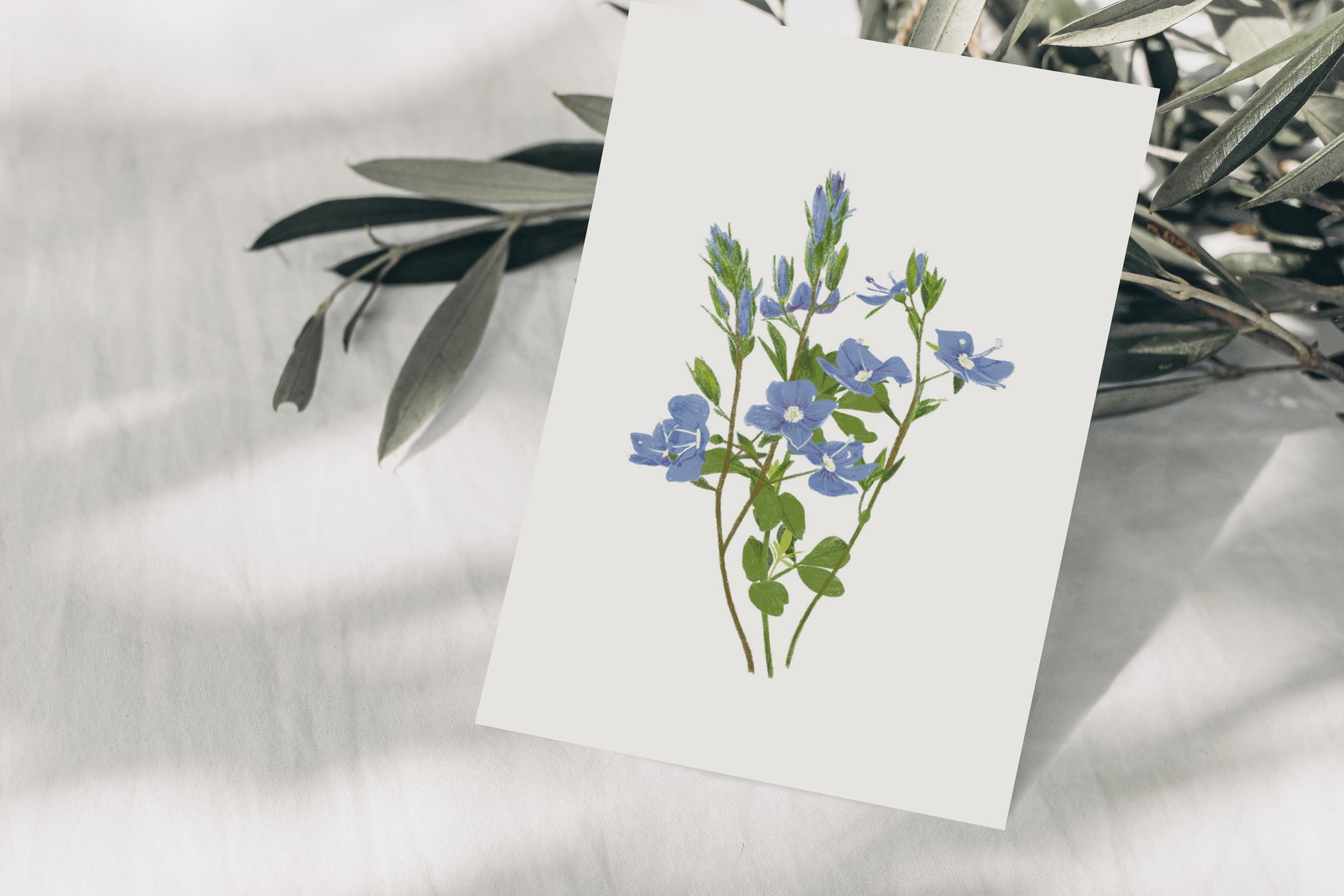 Tarjeta de Felicitación Flores Azules (certificado FSC)