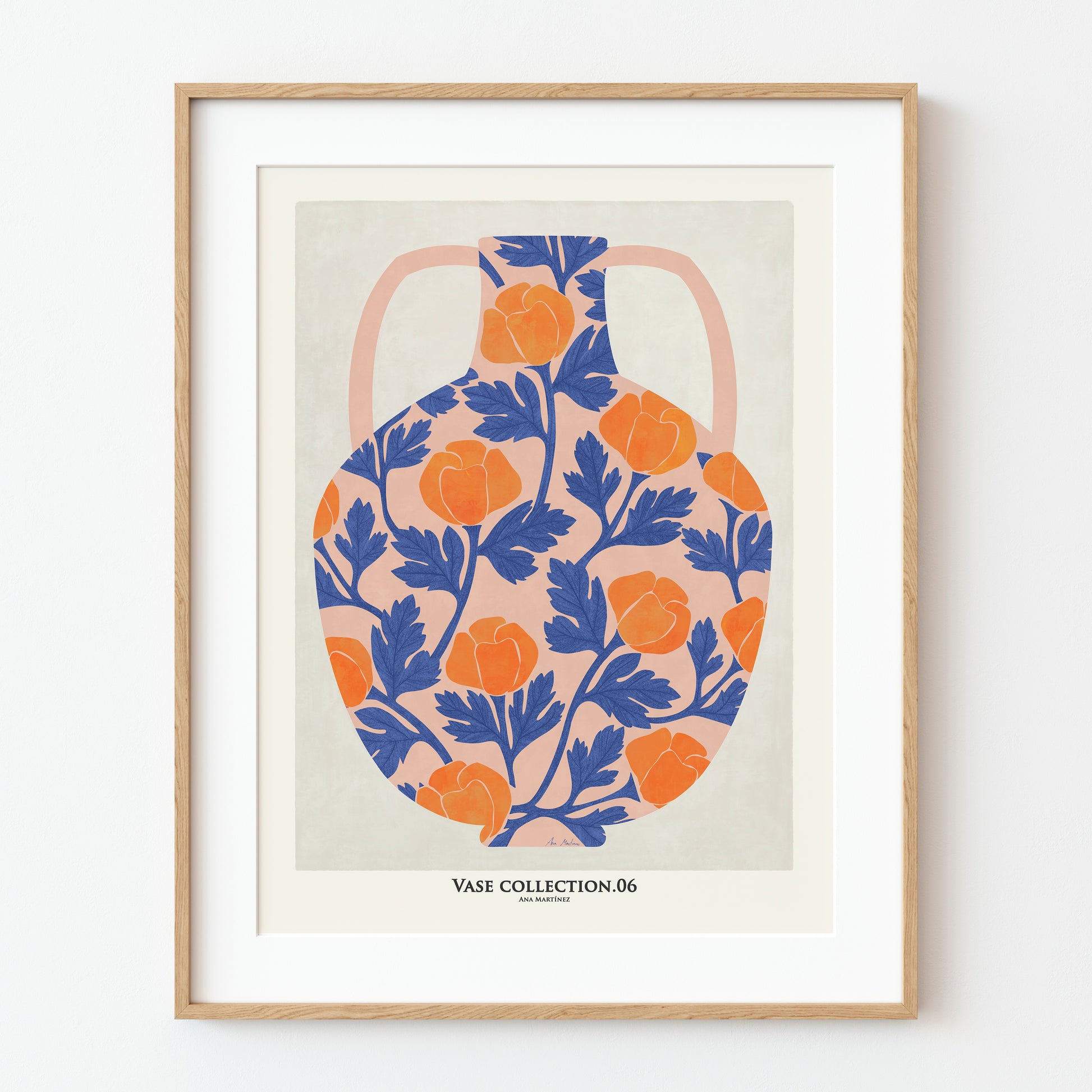 Póster / Ilustración Jarrón con Rosas Naranjas