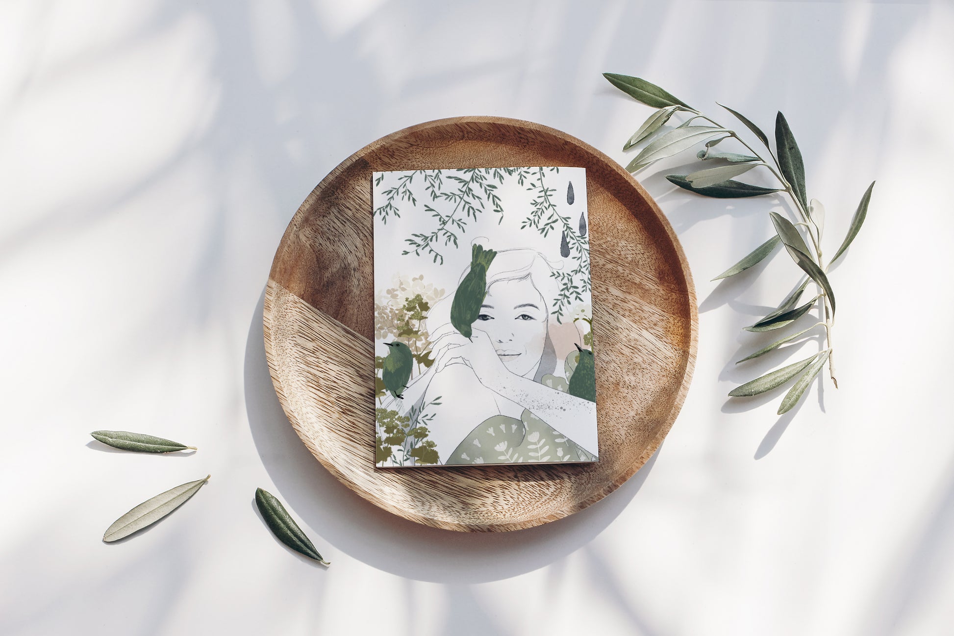Tarjeta de Felicitación Chica con Pájaros (certificado FSC)