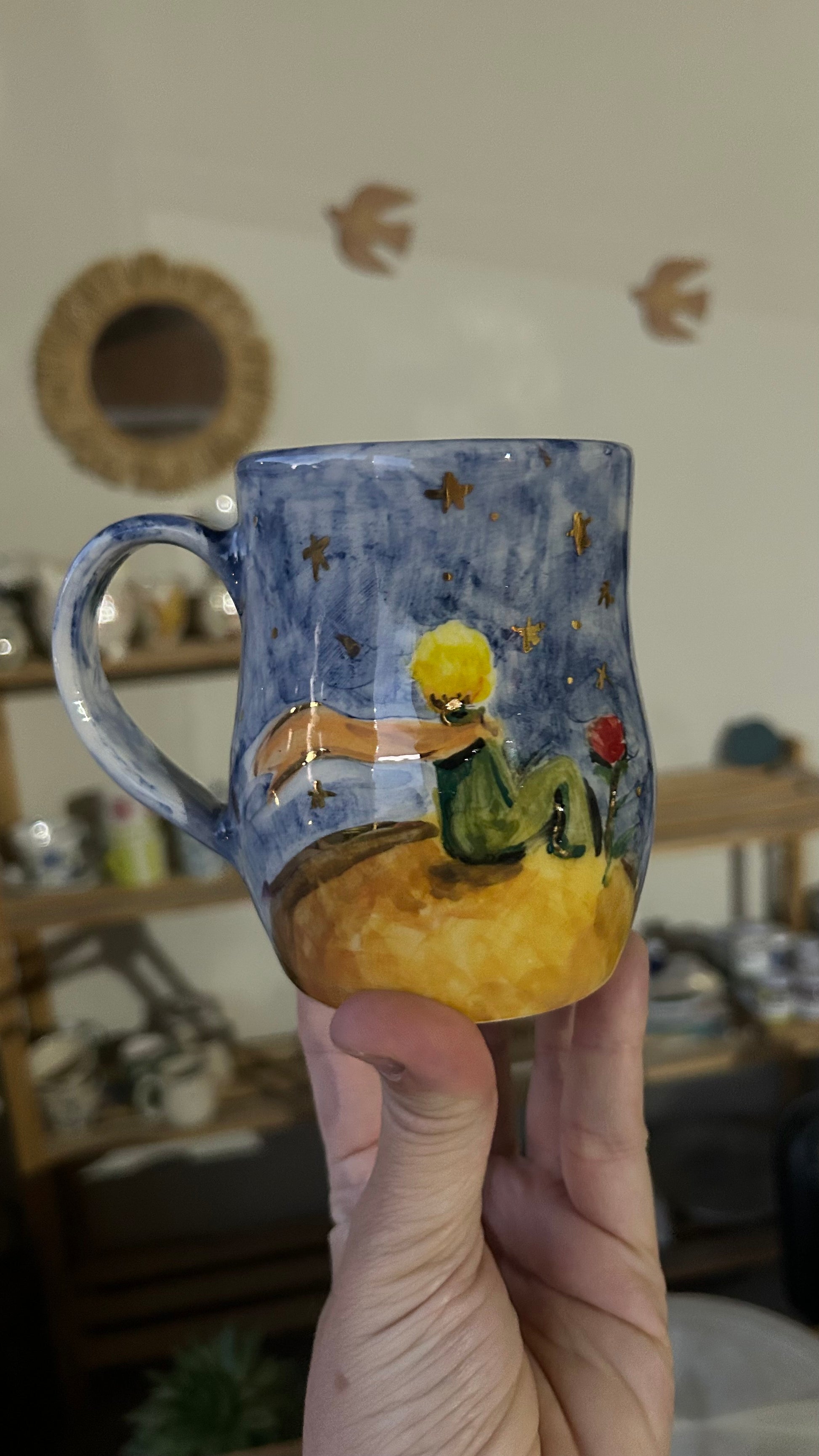 Taza Grande El Principito con oro real Pieza única