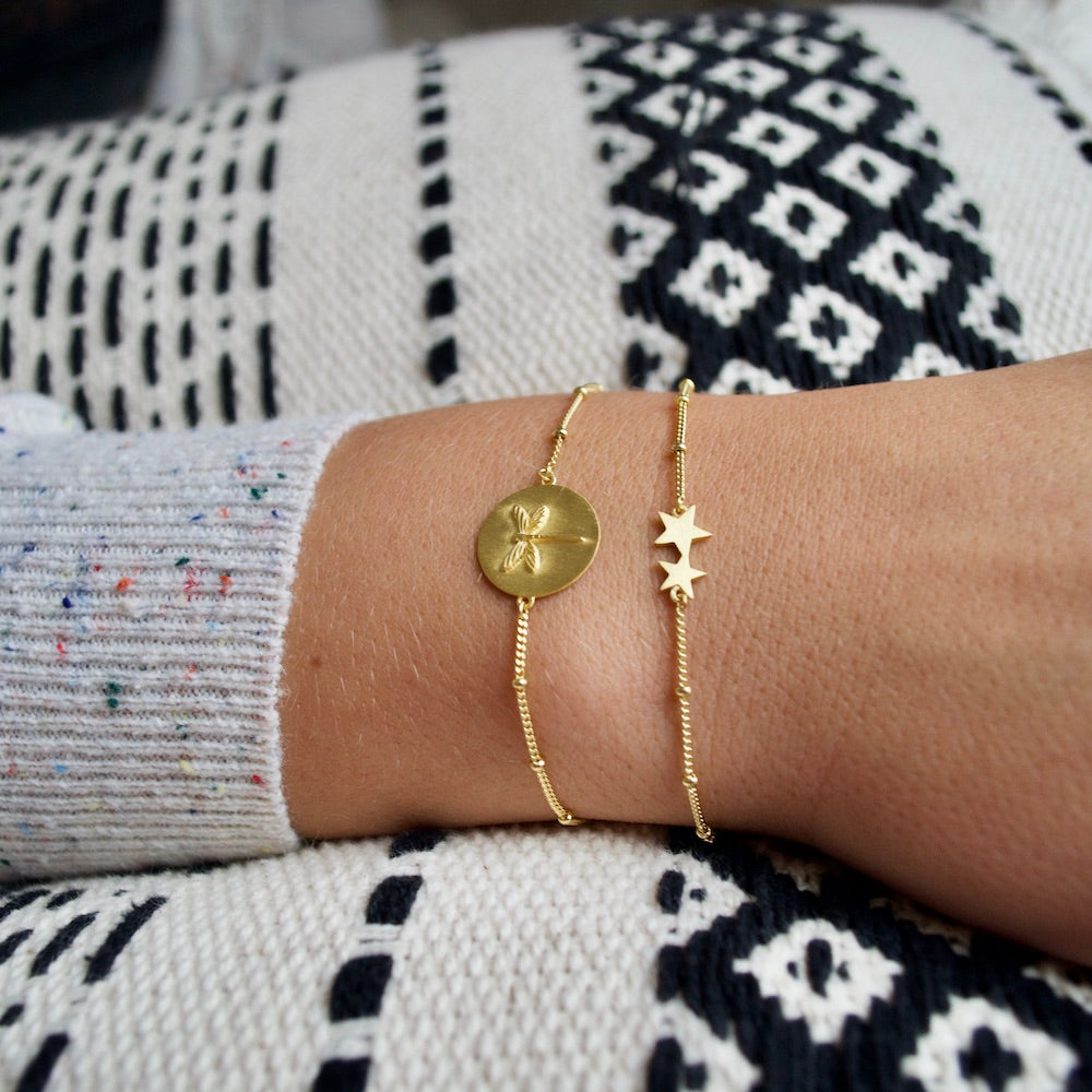 Pulsera Estrellas Plata de Ley Bañada en Oro