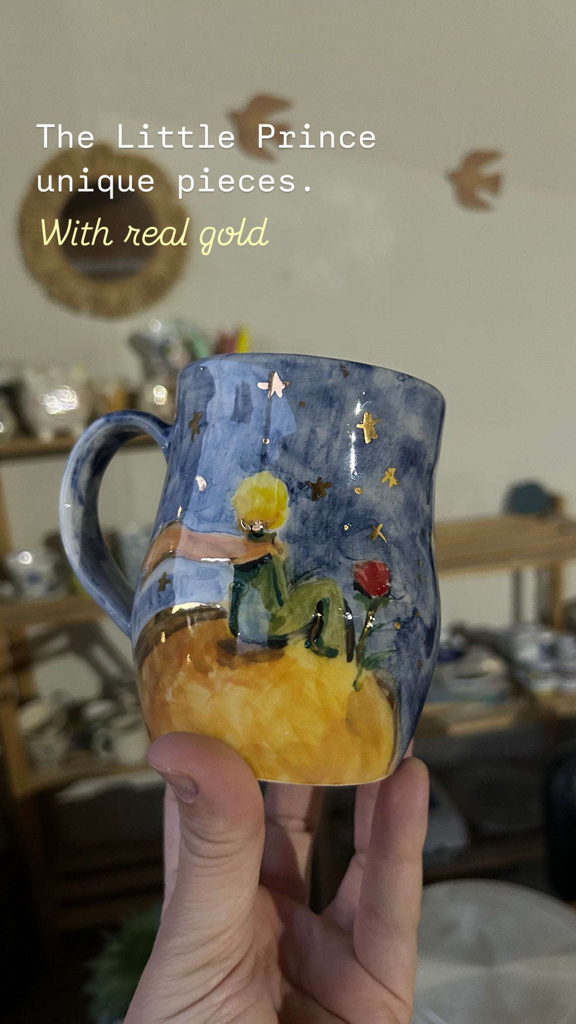 Taza Grande El Principito con oro real Pieza única