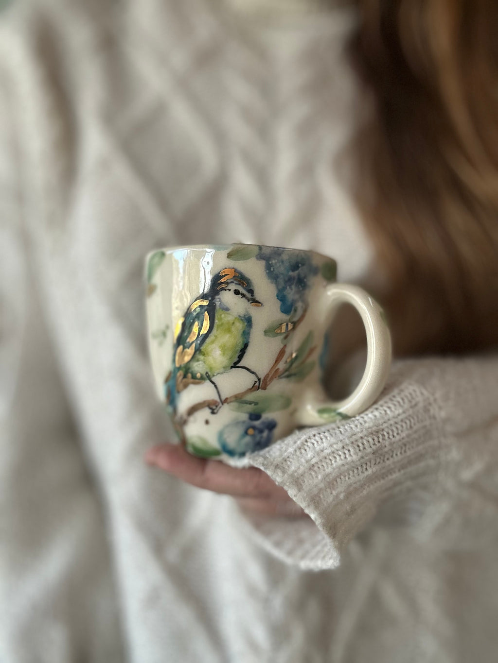 Taza Pájaro detalles en oro