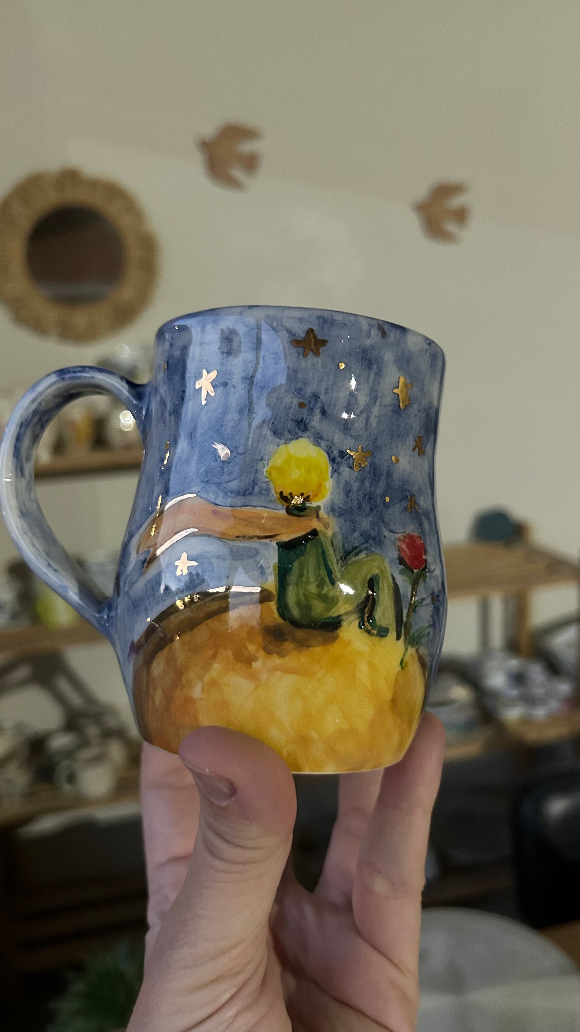 Taza Grande El Principito con oro real Pieza única