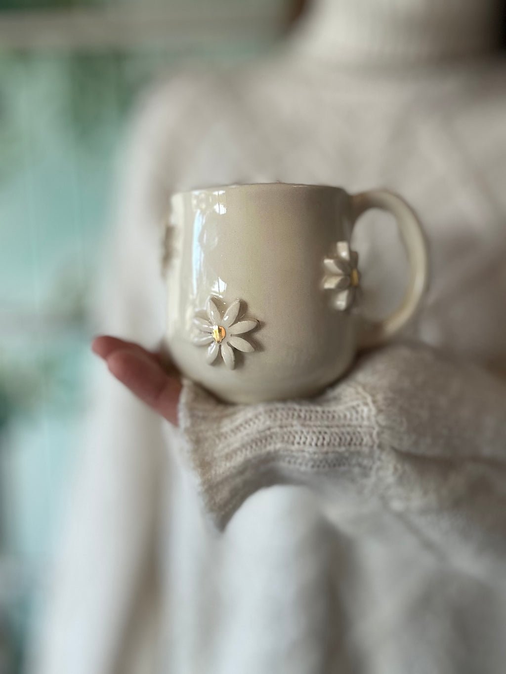 Taza Margaritas con detalles en oro real