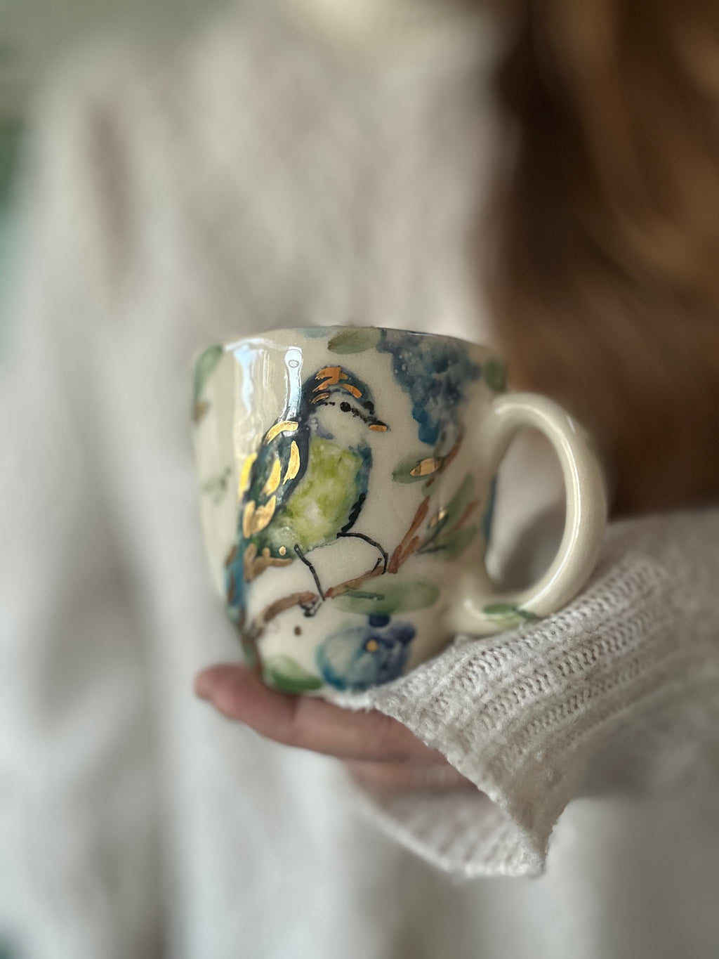 Taza Pájaro detalles en oro