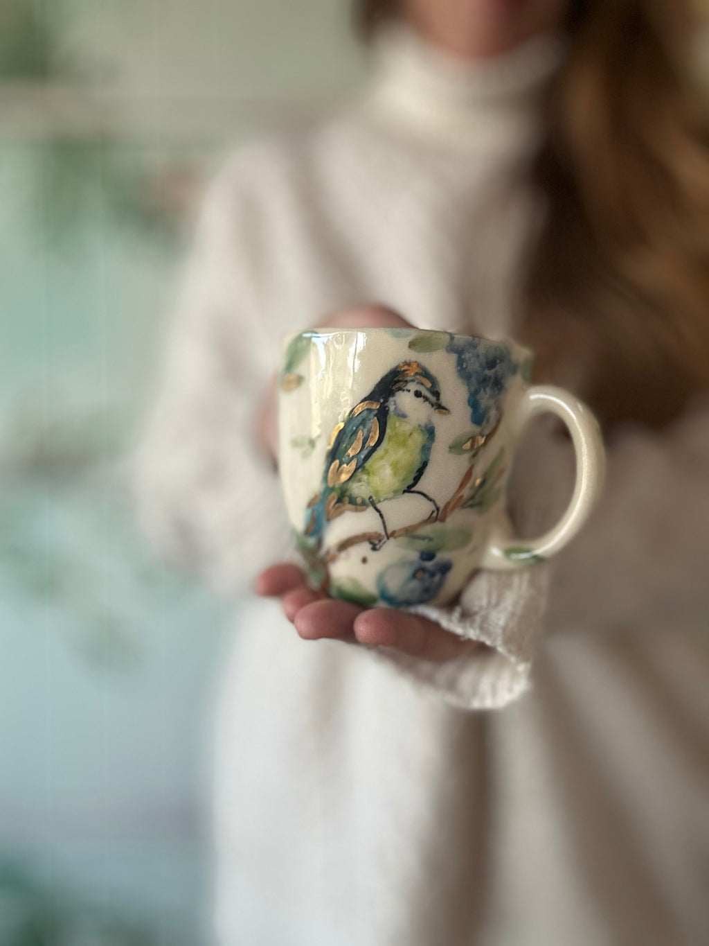 Taza Pájaro detalles en oro