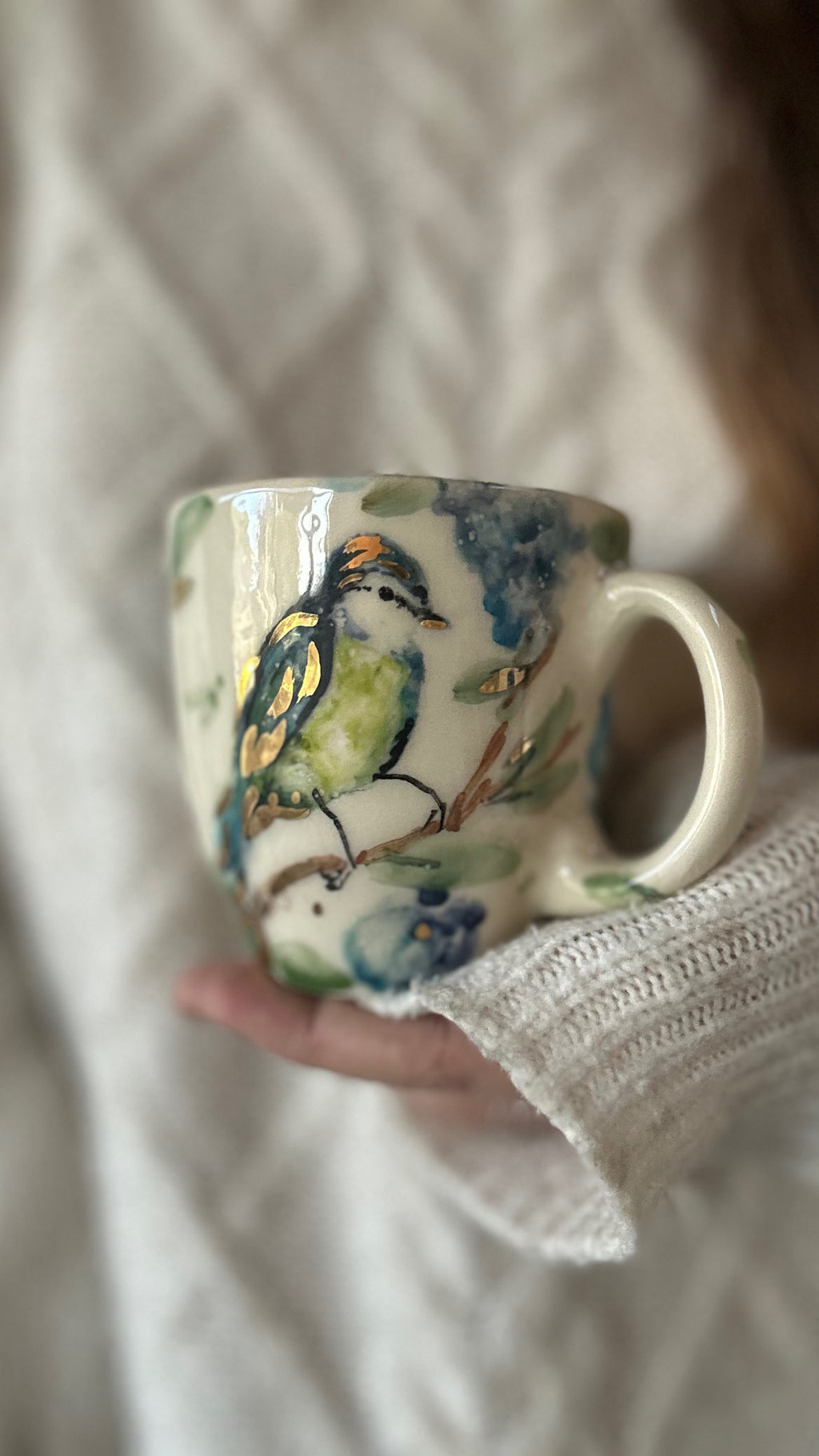 Taza Pájaro detalles en oro