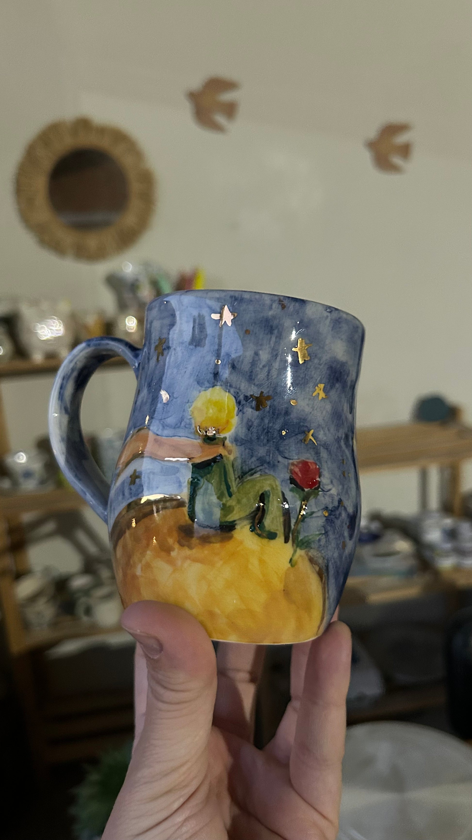 Taza Grande El Principito con oro real Pieza única