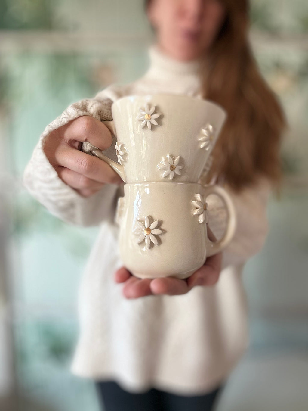 Taza Margaritas con detalles en oro real