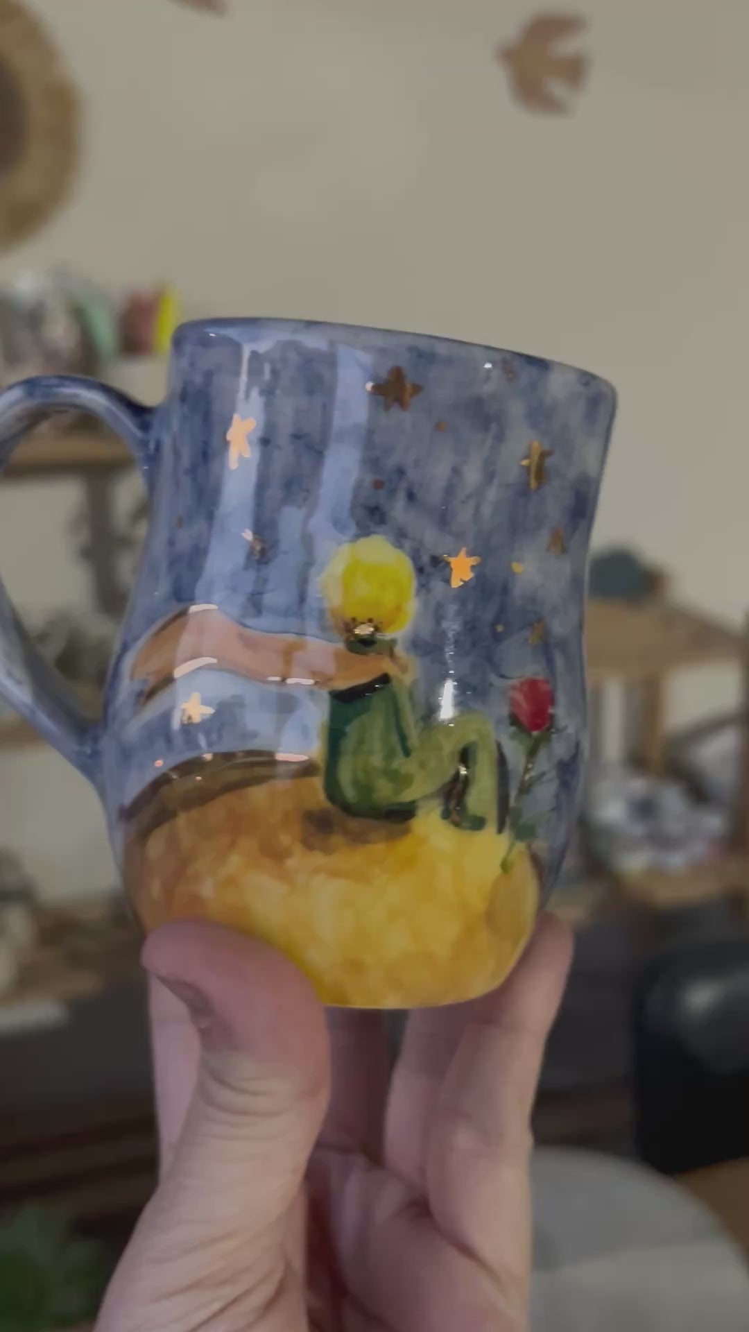 Taza Grande El Principito con oro real Pieza única